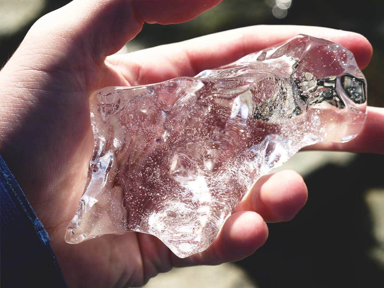 crystal clear glacier ice