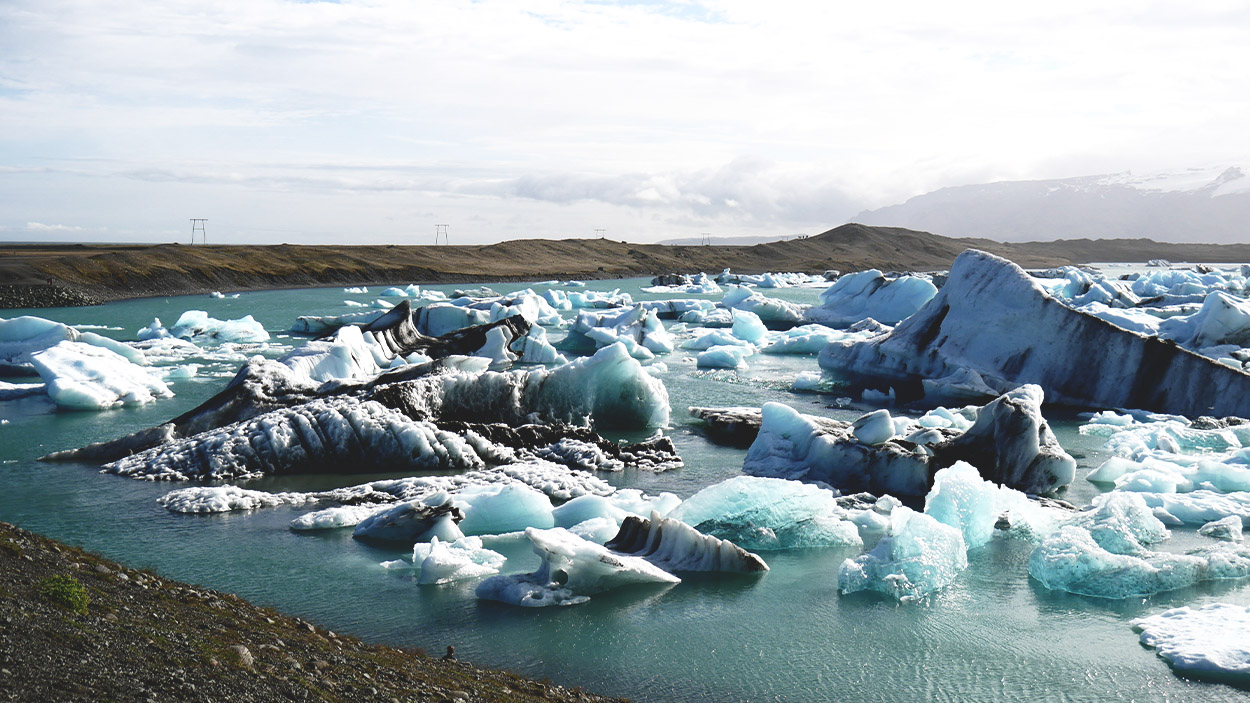 view over the jökulsárlón glacier lagoon