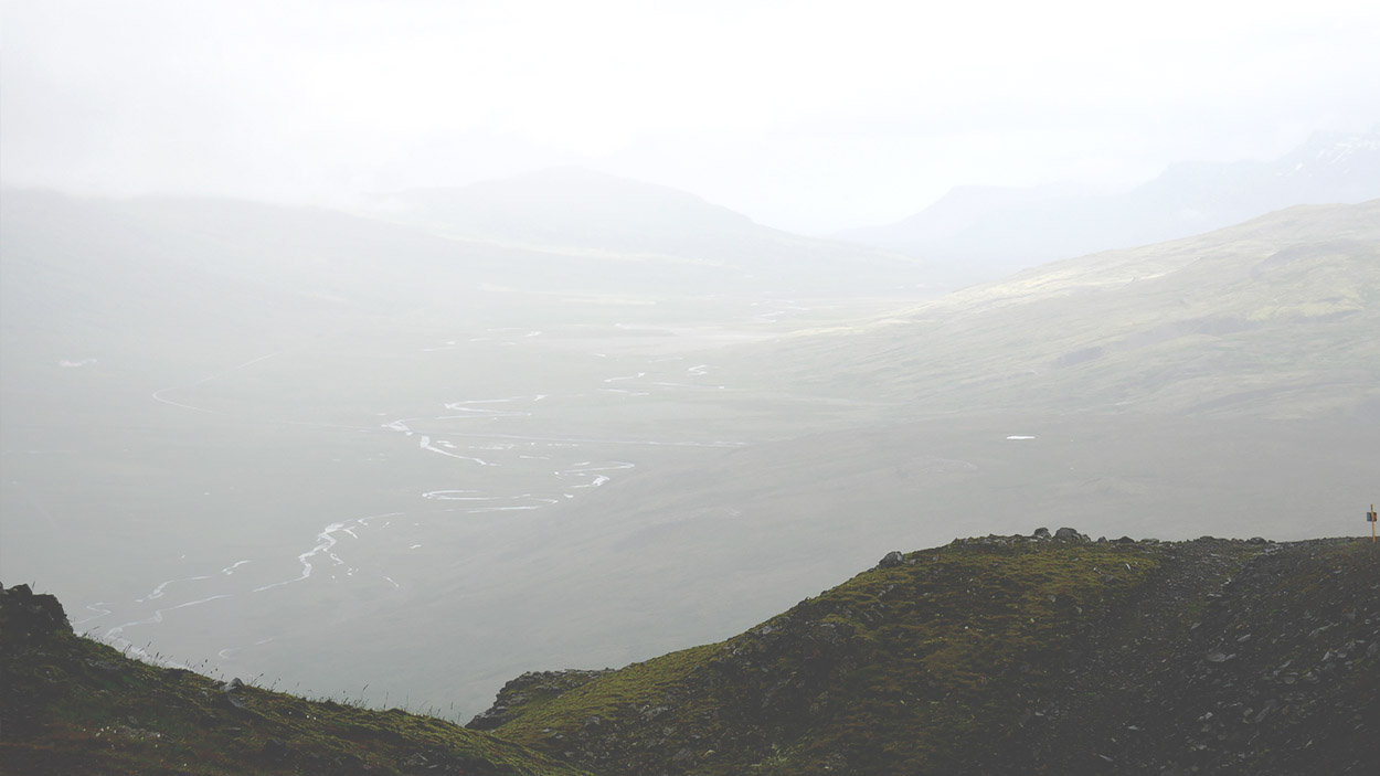 foggy view over a vast valley